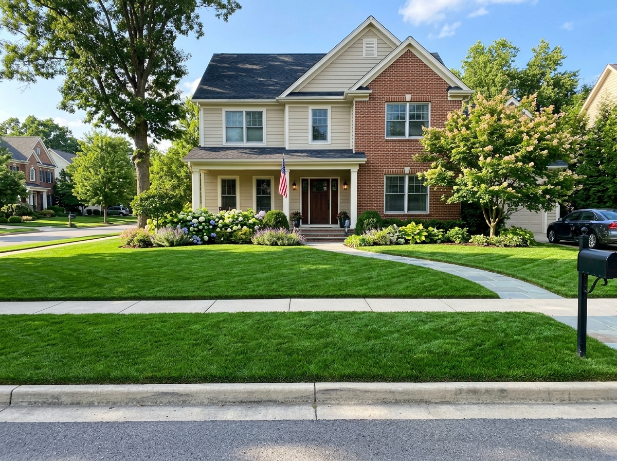 Even green lawn after